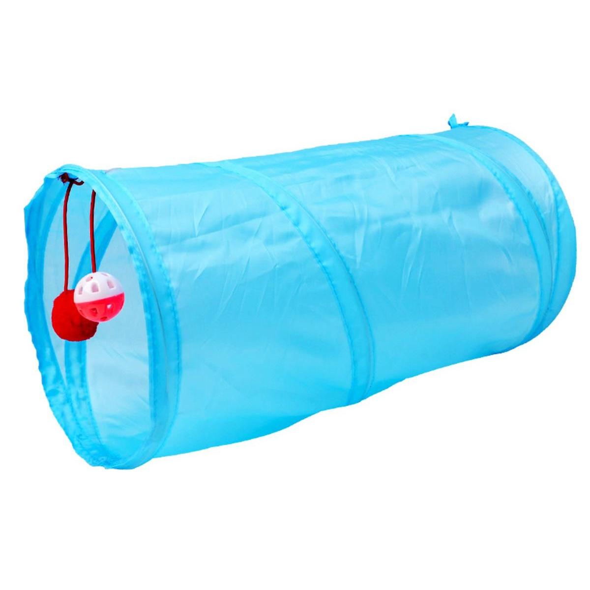 Jucarie pentru pisica de tip Tunel, lungime 50 cm, culoare albastru-1