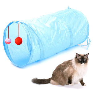 Jucarie pentru pisica de tip Tunel, lungime 50 cm, culoare albastru-0