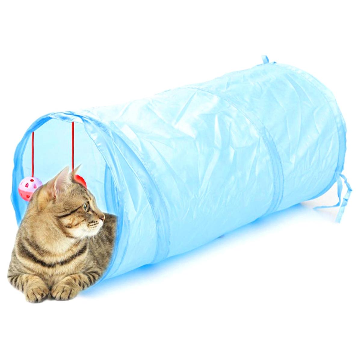 Jucarie pentru pisica de tip Tunel, lungime 50 cm, culoare albastru-3