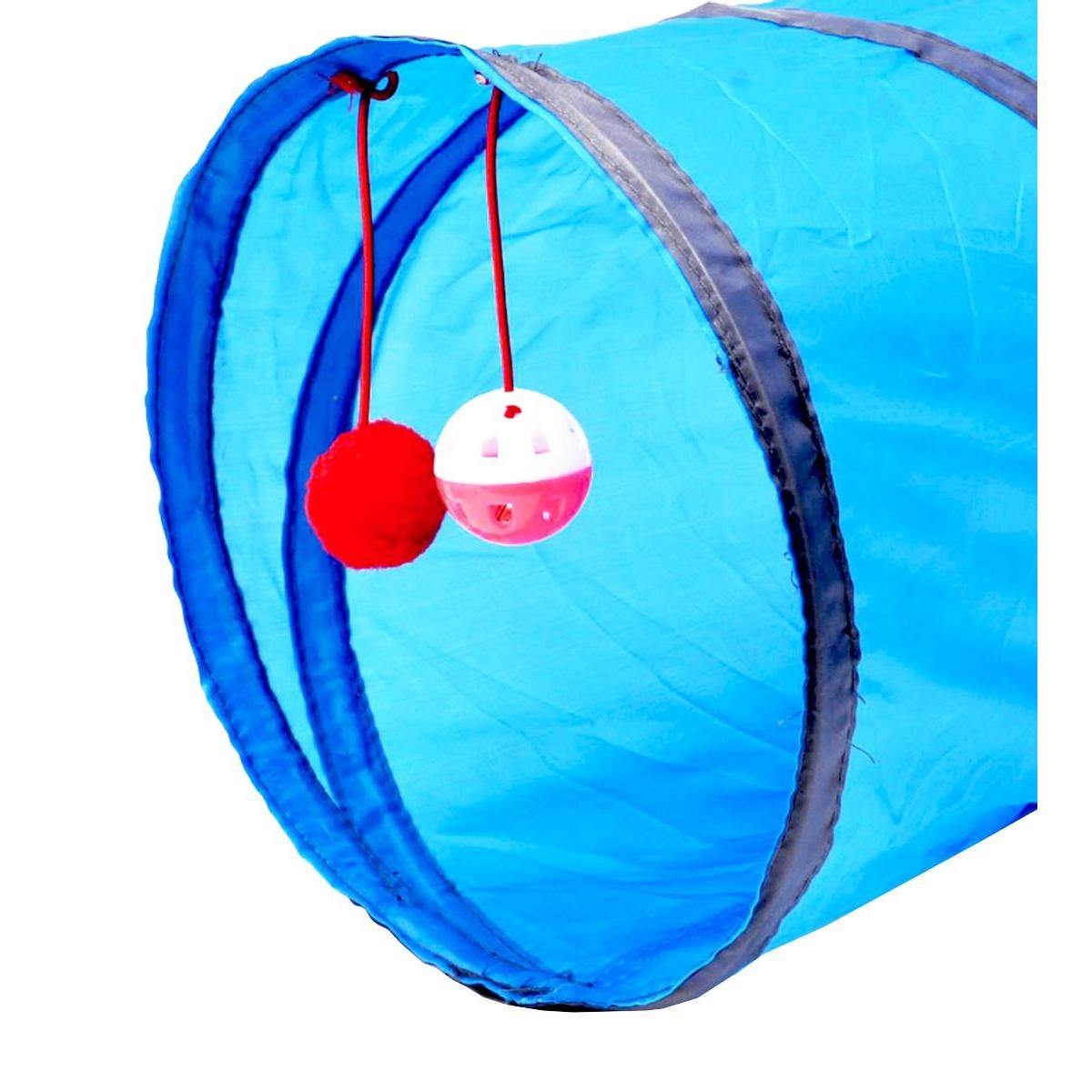 Jucarie pentru pisica de tip Tunel, lungime 50 cm, culoare albastru-4