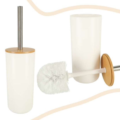 Set Elegant pentru baie format din 6 piese, ABS + lemn, culoare alb/maro-9