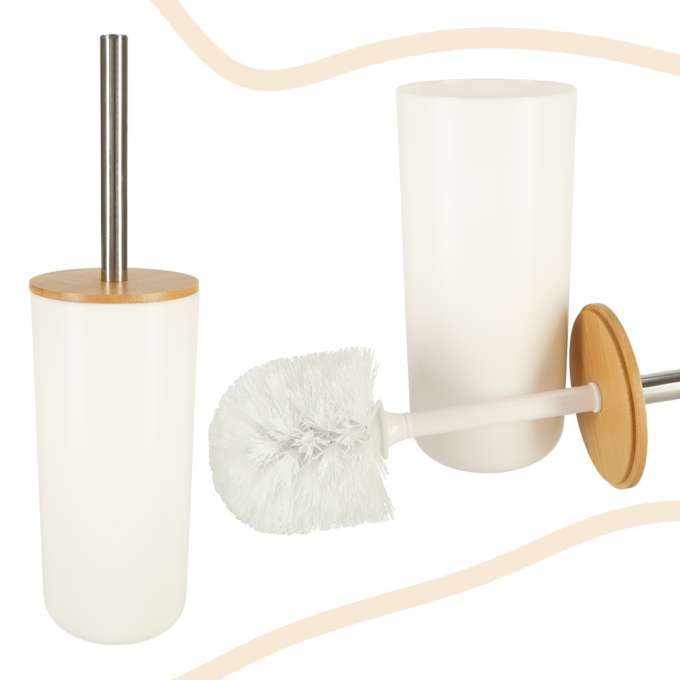 Set Elegant pentru baie format din 6 piese, ABS + lemn, culoare alb/maro-9