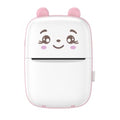 Mini Imprimanta Foto Portabila, Flippy, Incarcare USB, Bluetooth, Model Ursulet, Alb Roz-0