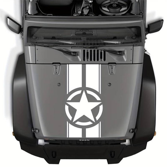 Sticker autoadeziv pentru vehicule Off Road, model "Army Star", dimensiune 90 x 43 cm, culoare Alba-0