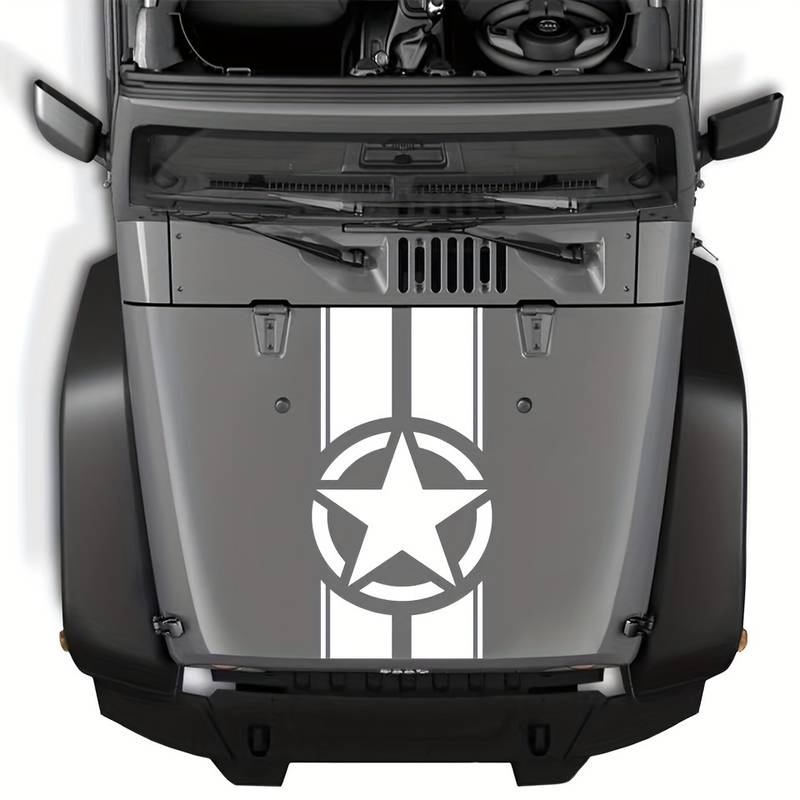 Sticker autoadeziv pentru vehicule Off Road, model "Army Star", dimensiune 90 x 43 cm, culoare Alba-0