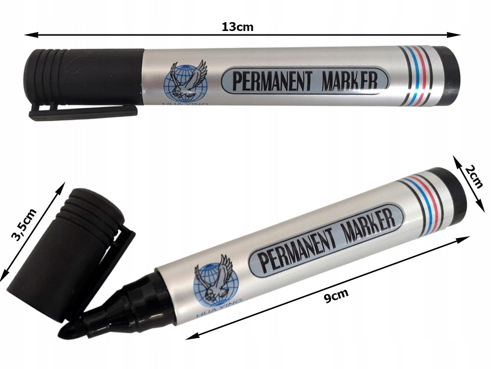 Set 3 Markere Permanente Negre, Waterproof - Cap Rotund