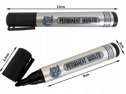 Set 3 Markere Permanente Negre, Waterproof - Cap Rotund