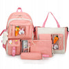 Set 4-in-1 pentru Scolari sau Prescolari - (rucsac, geanta de umar, plic elegant, penar), culoare ROZ cu IEPURAS, Cod AVX-WT-BUNN-PINK-0