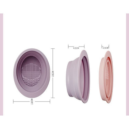 Accesoriu din silicon pentru curatarea accesoriilor makeup, pensule, buretei, 14.5 x 11,5 cm, 2 moduri de utilizare, pliabil, mov-9