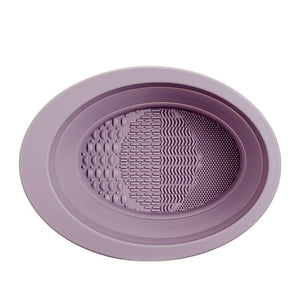 Accesoriu din silicon pentru curatarea accesoriilor makeup, pensule, buretei, 14.5 x 11,5 cm, 2 moduri de utilizare, pliabil, mov-0