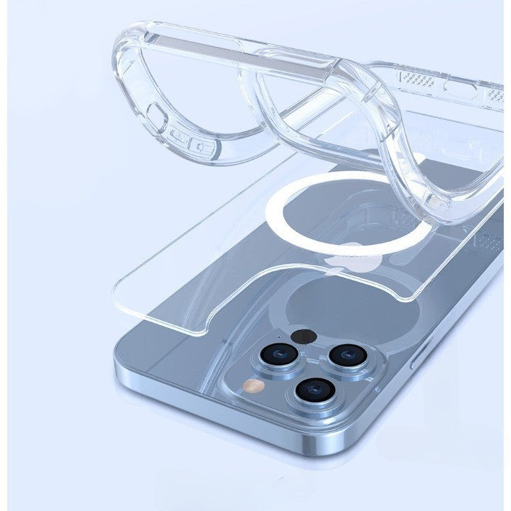 Husa protectie Flippy pentru iPhone 12 Mag Safe, 2 in 1 incarcare si magnet, Silicone, Transparenta-12