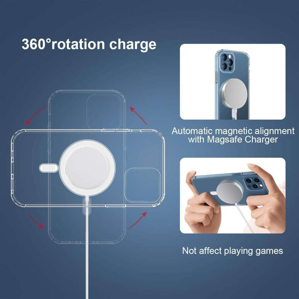 Husa protectie Flippy pentru iPhone 12 Mag Safe, 2 in 1 incarcare si magnet, Silicone, Transparenta-16