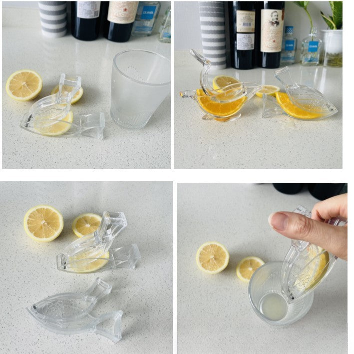 Storcator de Citrice Manual, Flippy, Rezistente, Usor de Folosit si Depozitat, Durabil, Calitativ, 12x5.2 cm, Model Peste, Transparent-1