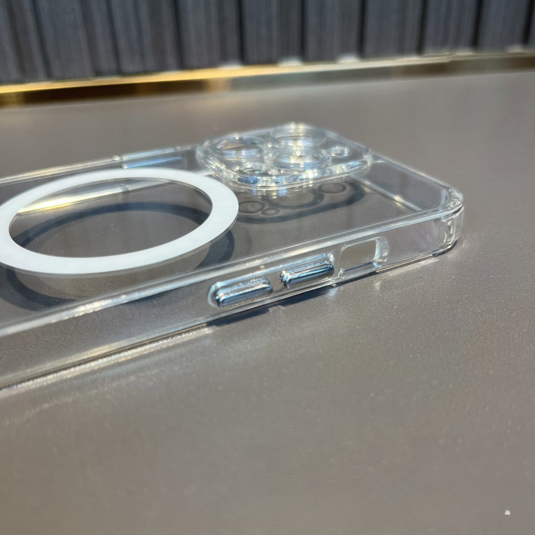 Husa protectie Flippy pentru iPhone 14 Pro Max Mag Safe, 2 in 1 incarcare si magnet, Silicon si Acril, Transparenta-1