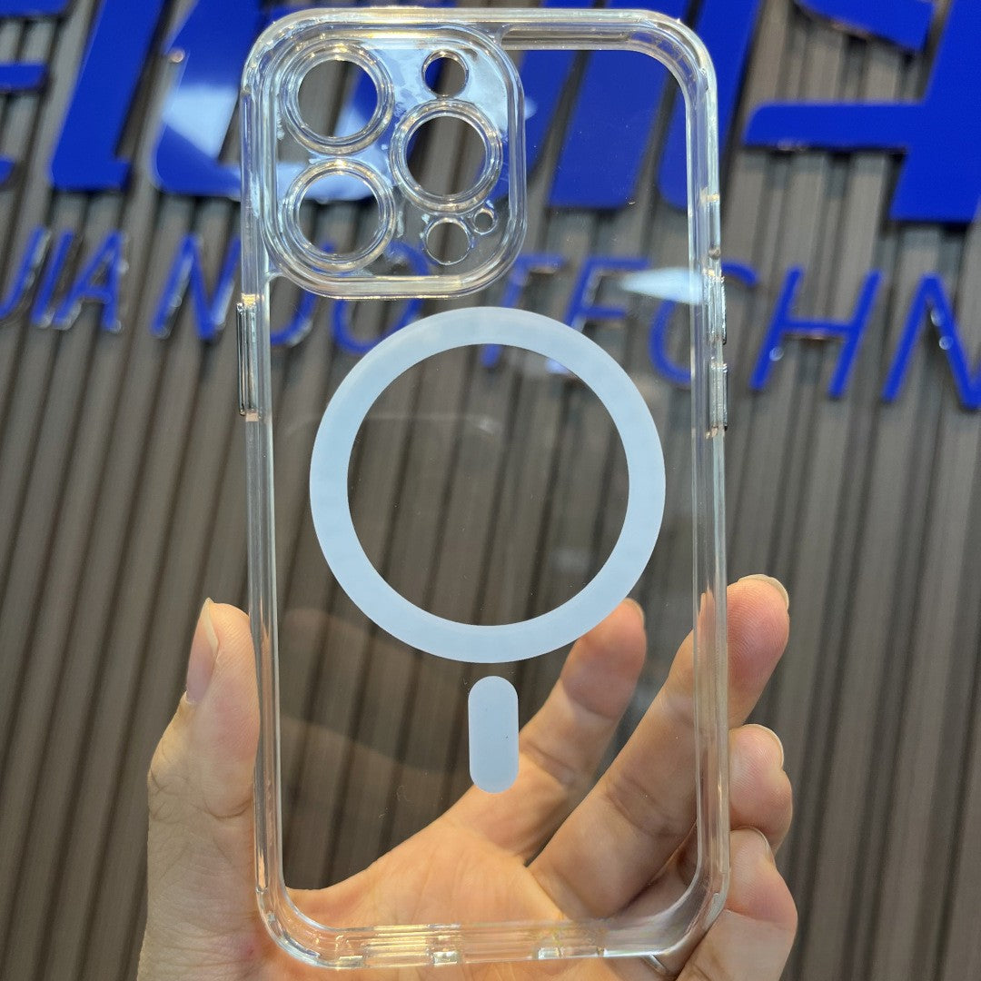 Husa protectie Flippy pentru iPhone 14 Pro Max Mag Safe, 2 in 1 incarcare si magnet, Silicon si Acril, Transparenta-4