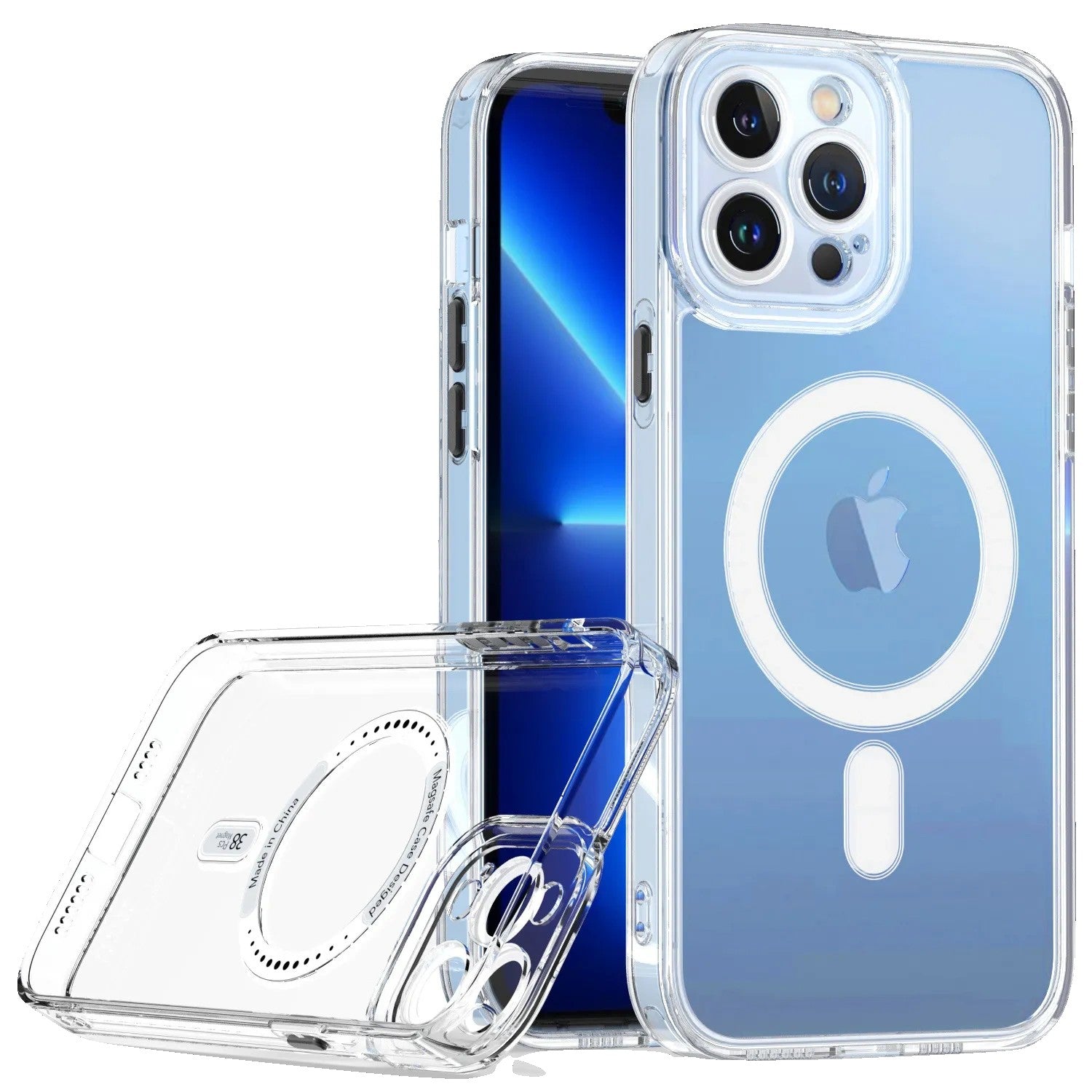 Husa protectie Flippy pentru iPhone 14 Pro Max Mag Safe, 2 in 1 incarcare si magnet, Silicon si Acril, Transparenta-0