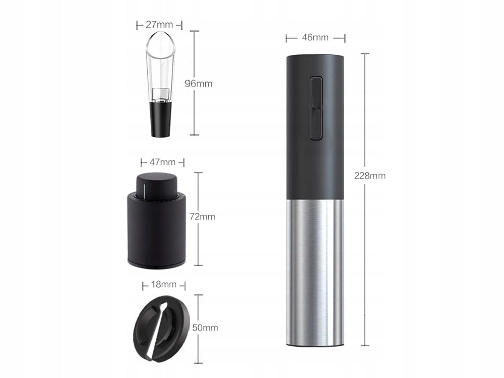 Set Accesorii Vin 4 în 1, cu Tirbușon Electric și Încărcare USB
