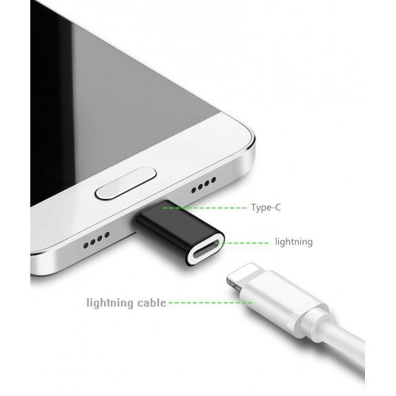 Adaptor iPhone(mama) to Type-C(tata) 2,8 cm, Flippy, Negru-3