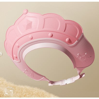 Protectie Baie Pentru Copii Impotriva Samponului, Fippy, Model Coroana, Dimensiune ajustabila, Durabil, Usor de curatat, De protectie la dus, baie, TPE+PP, 22x24.5x6 cm, Roz-0