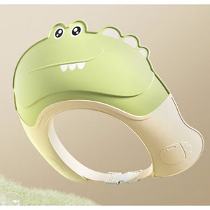 Protectie Baie Pentru Copii Impotriva Samponului, Fippy, Model Crocodil, Dimensiune ajustabila, Durabil, Usor de curatat, De protectie la dus, baie, TPE+PP, 22x24.5x6 cm, Verde-0