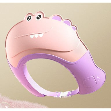 Protectie Baie Pentru Copii Impotriva Samponului, Fippy, Model Crocodil, Dimensiune ajustabila, Durabil, Usor de curatat, De protectie la dus, baie, TPE+PP, 22x24.5x6 cm, Roz-0