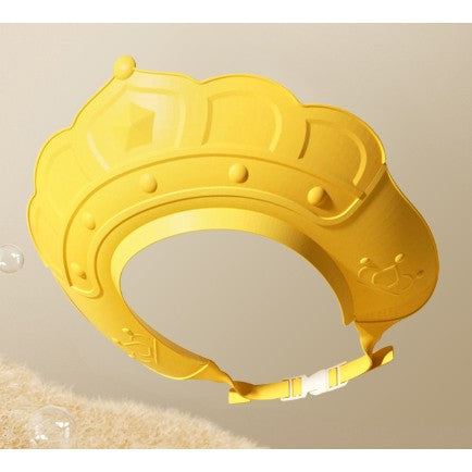 Protectie Baie Pentru Copii Impotriva Samponului, Fippy, Model Coroana, Dimensiune ajustabila, Durabil, Usor de curatat, De protectie la dus, baie, TPE+PP, 22x24.5x6 cm, Galben-0