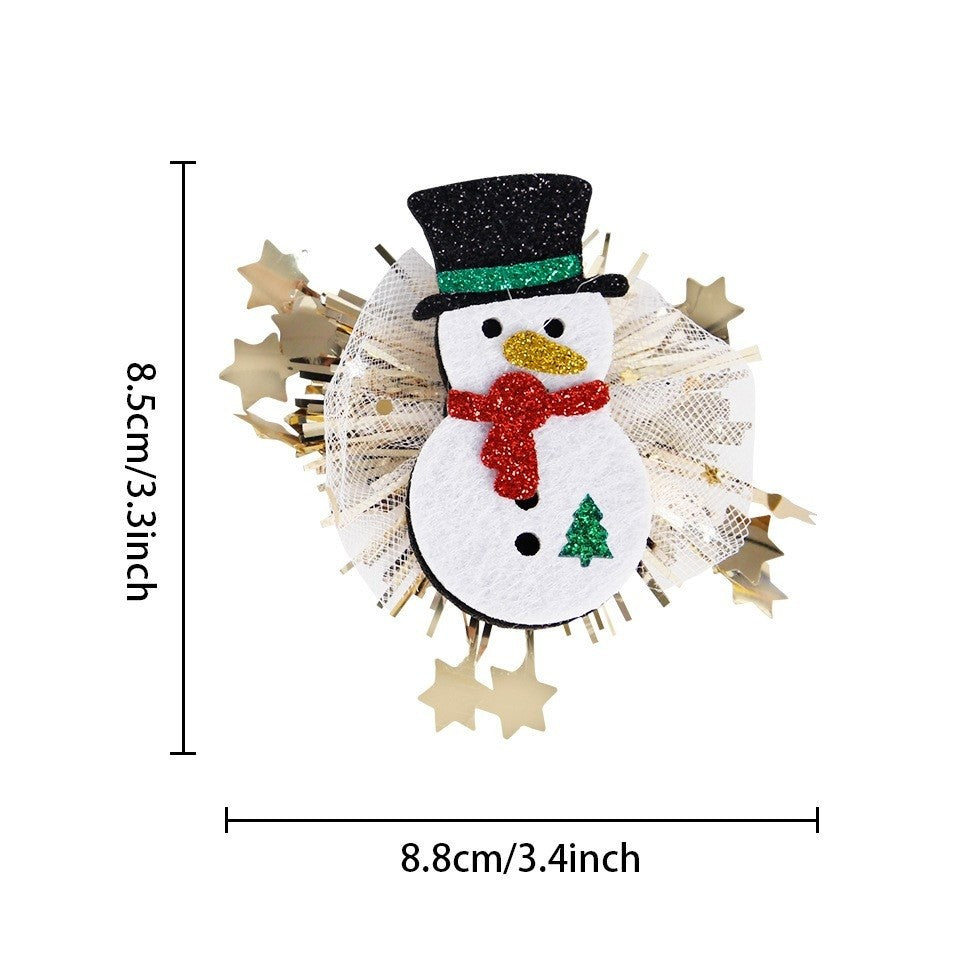 Agrafa de Par, Flippy, Tema Craciun, Model Om de Zapada, din Panza, 8.5 x 8.8 cm, Multicolor-1