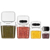 Set 4 Recipiente Depozitare Alimente,  Flippy, pentru Organizare Bucatarie, cu Inchidere Ermetica, Transparent, Plastic fara BPA, Compatibile cu Masina de Spalat Vase, Diferite Dimensiuni, 350 ml, 1300 ml, 2700 ml, 4600 ml-0
