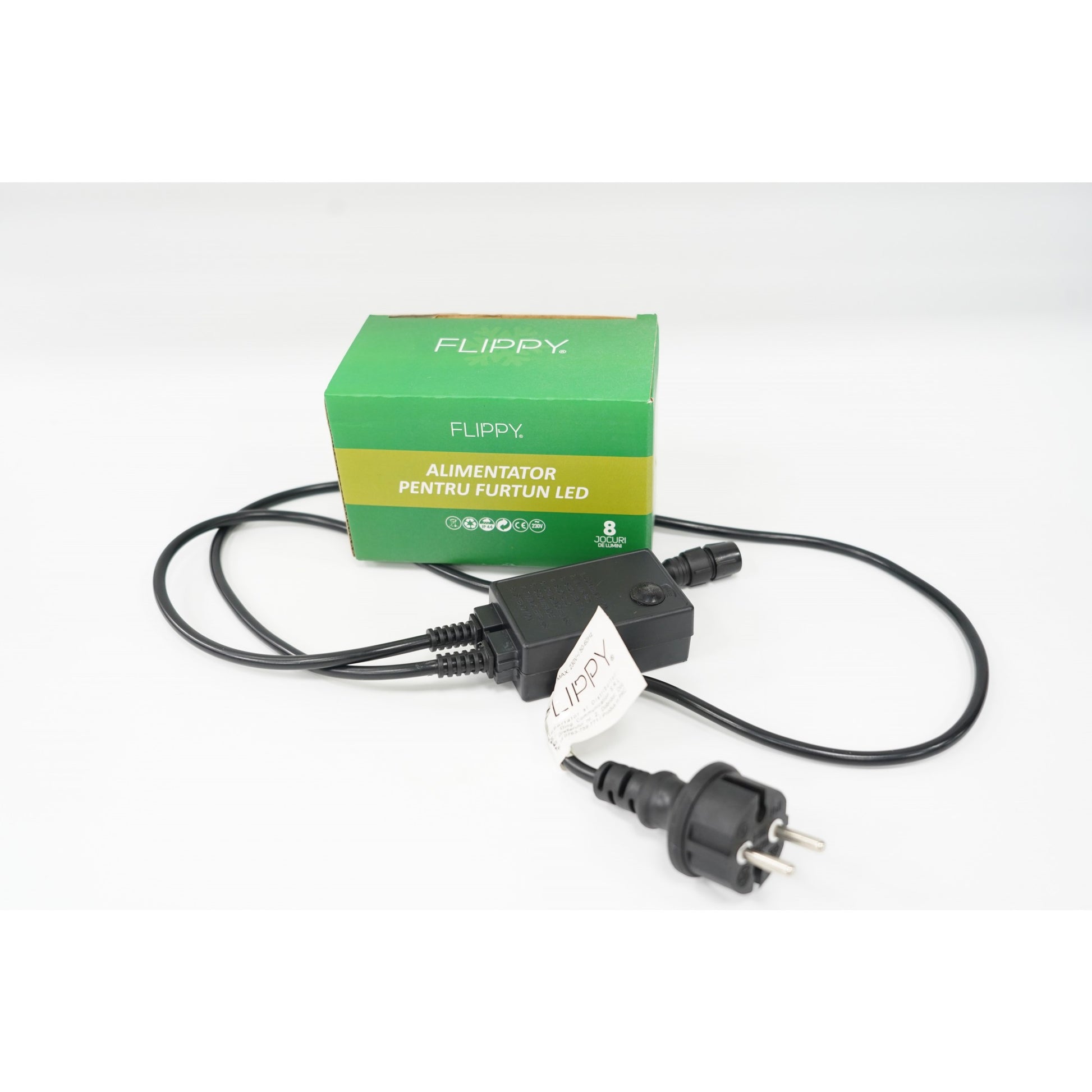 Alimentator furtun luminos, rezista pana la 50 m, Flippy, 8 jocuri de lumini, fir negru-2
