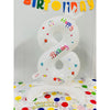 Balon din Folie Metalizata, Flippy, Figurina Cifra, Model 8 cu Happy Birthday Scris, Tema Aniversare 81 cm, Ambalaj Individual, Pai Inclus, Umflare cu Aer sau Heliu, Alb-0