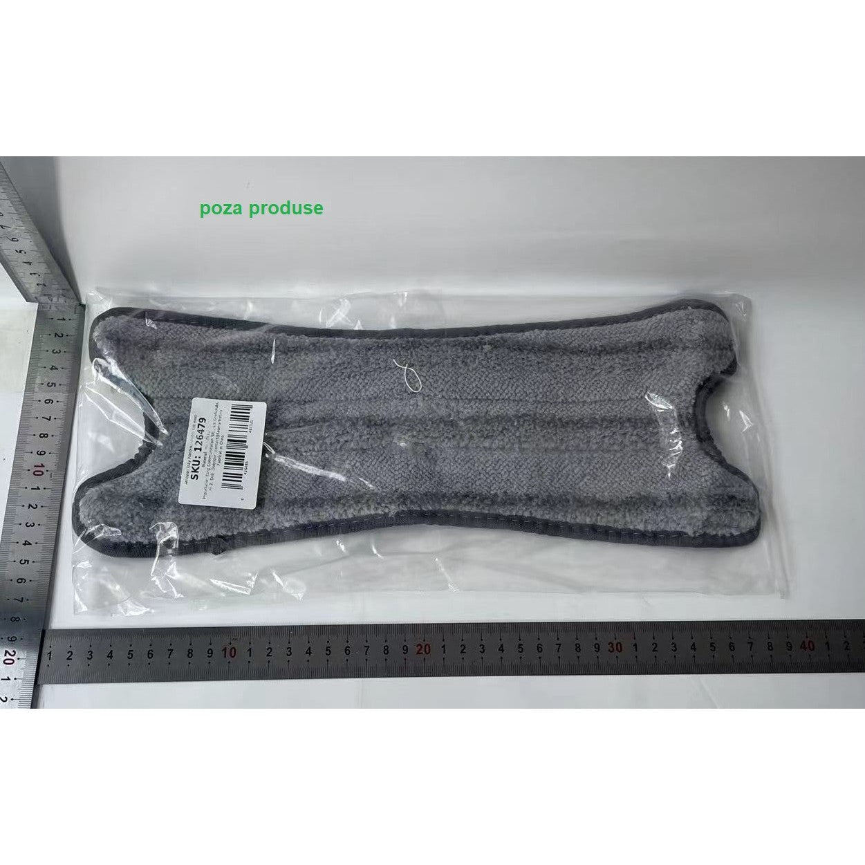 Rezerva Mop Plat, Flippy, din Fibre Superfine, Lavabila, 15 x 38 cm, Argintiu-3