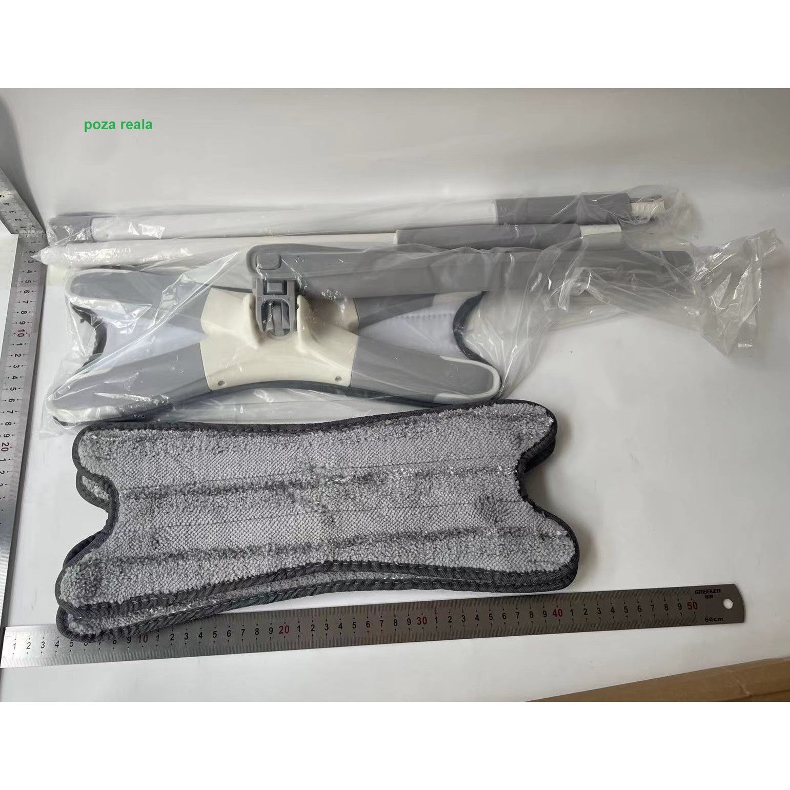 Mop Plat, Flippy, cu Sistem de Stoarcere, 2 Lavete Incluse, Lungime Telescopica 140 cm, Argintiu-11