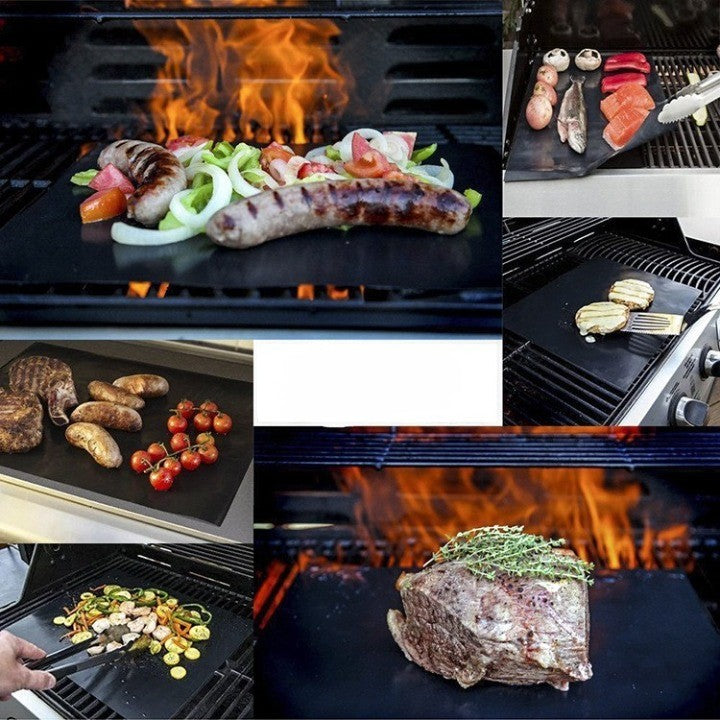Set 4 Folii Antiaderente din Teflon, Flippy, Multifunctionale, Rezistente la Apa si Temperaturi Ridicate, pentru Gratar, Cuptor, BBQ Grill, 40x33 cm, Negru-4