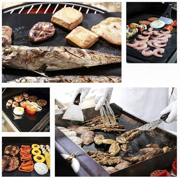 Set 4 Folii Antiaderente din Teflon, Flippy, Multifunctionale, Rezistente la Apa si Temperaturi Ridicate, pentru Gratar, Cuptor, BBQ Grill, 40x33 cm, Negru-5