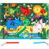 Joc Montessori de Sortare Culori, Flippy, Creion Magnetic, Tip Labirint Ilustrat, din Lemn, Model Animale Salbatice, 39x29x1.5 cm-0