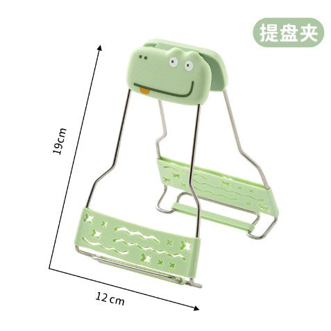 Clema pentru Boluri Creativa, Flippy, Anti-Alunecare, din Silicon, de Uz Casnic, Rezistent la Temperaturi Inalte, Model Animat, 19x12 cm, Verde-0