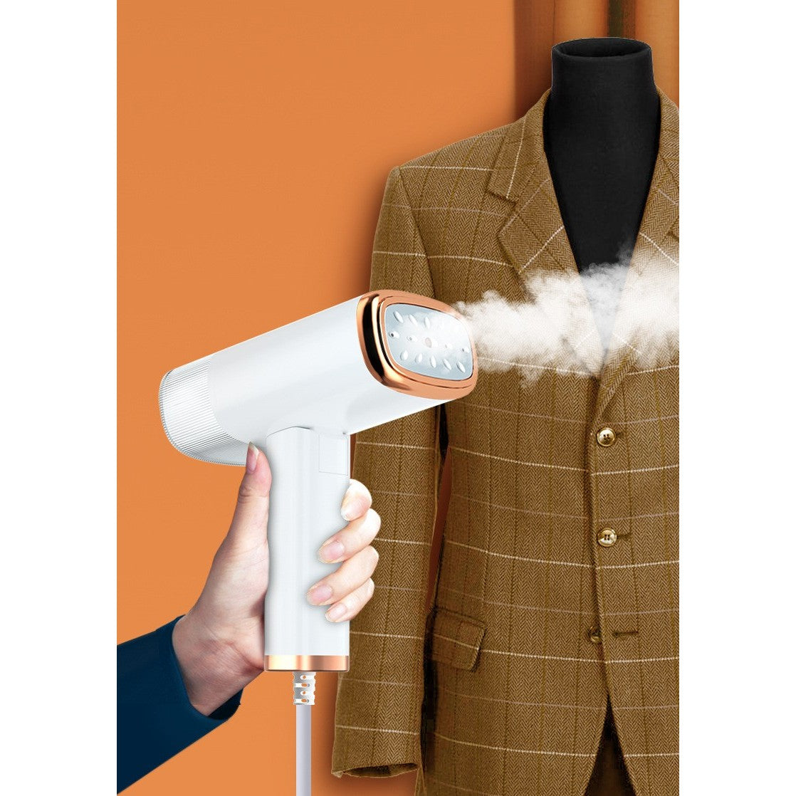Aparat de Calcat Vertical Portabil cu Abur, Flippy, Putere 1000W, Rezervor de 100 ml, Priza, Functie Anti Calcar si Auto Curatare, Pliabil, 15x17x7.5 cm, Alb-8