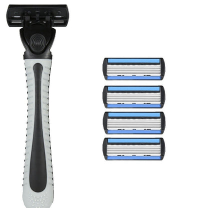 Aparat de Ras Manual, Flippy, din Otel Inoxidabil, Suport Lama + 4 Capete de Schimb Incluse, Cutie pentru Lame, Negru-0