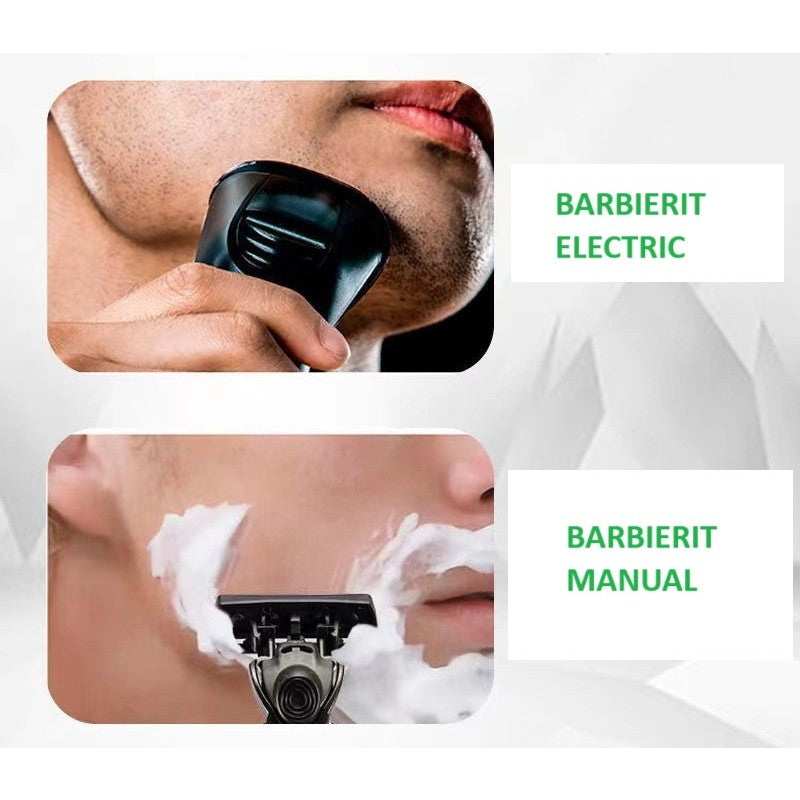 Aparat de Ras Manual, Flippy, din Otel Inoxidabil, Suport Lama + 7 Capete de Schimb Incluse, Cutie pentru Lame, Negru-3