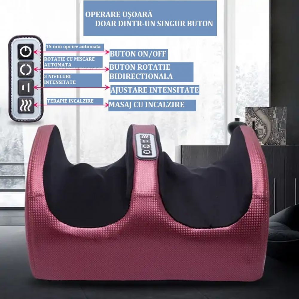 🔥 Aparat de Masaj pentru Picioare Shiatsu cu Încălzire – Relaxare Totală Acasă