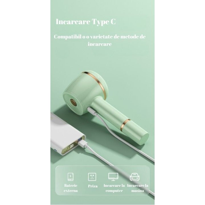 Aparat Pentru Curatat Scame, Par Si Praf, Flippy, Pentru Diferite Tipuri De Material, Cu Lame Din Otel Inoxidabil, Incarcare Prin USB Type-C, Cu Perie De Curatare, Cablu USB Si Stick Cu Lipici Incluse, Verde, 220 x 86 mm-2