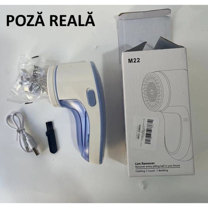 Aparat Pentru Curatat Scame, Par Si Praf, Flippy, Pentru Diferite Tipuri De Material, Cu Lame Din Otel Inoxidabil, Incarcare Prin USB Type-C, Cu Perie De Curatare si Cablu USB Incluse, Albastru, 15 x 7 cm-9