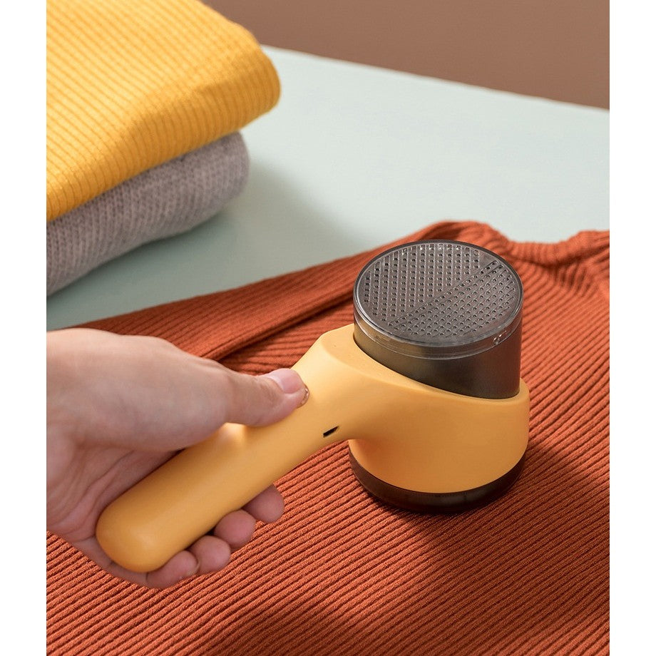 Aparat Scame si Par Haine, Flippy, Electric, USB inclus, Periuta Curatare, pentru Diferite Tesaturi, 3 Trepte, 20.5 x 8.8 x 7 cm, Galben-3