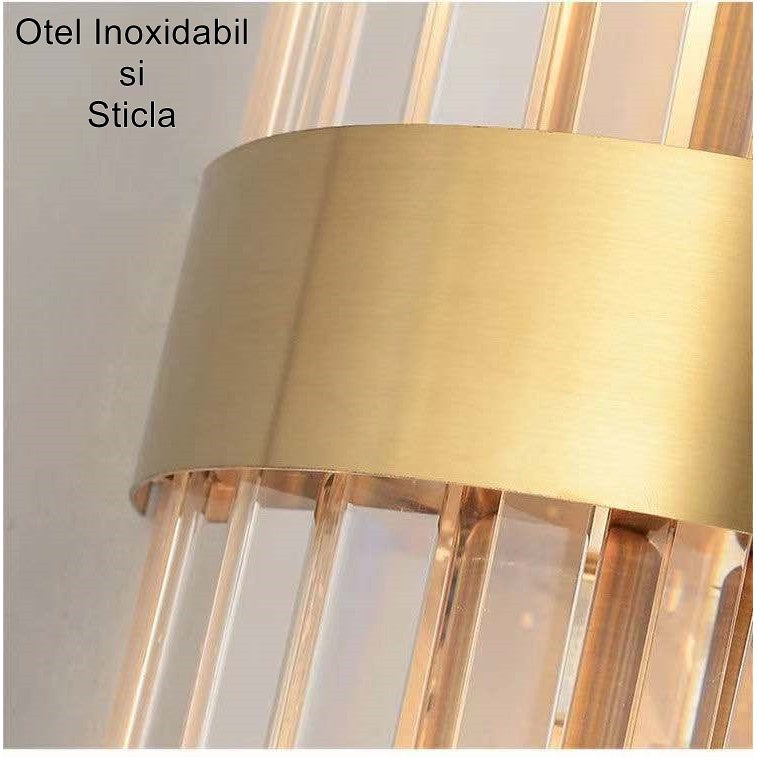 Aplica de Perete, Flippy, pentru Interior, din Otel Inoxidabil si Sticla, 40 x 16 cm, LED, Auriu-5