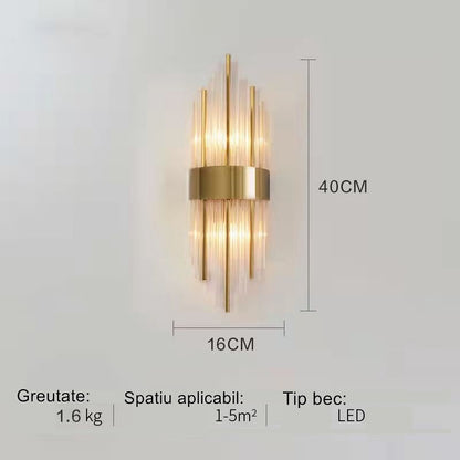 Aplica de Perete, Flippy, pentru Interior, din Otel Inoxidabil si Sticla, 40 x 16 cm, LED, Auriu-6