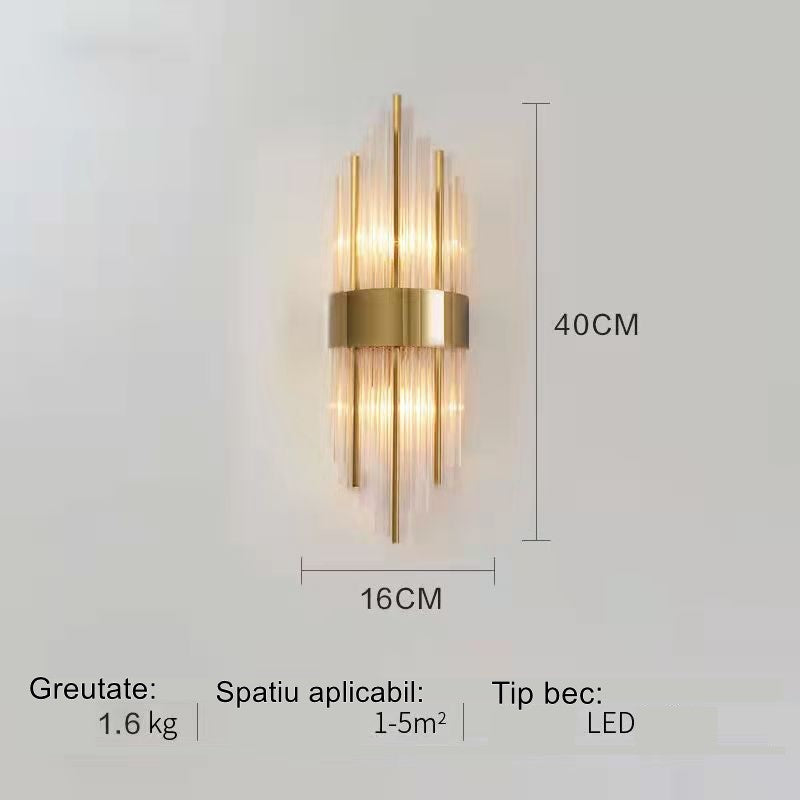 Aplica de Perete, Flippy, pentru Interior, din Otel Inoxidabil si Sticla, 40 x 16 cm, LED, Auriu-6