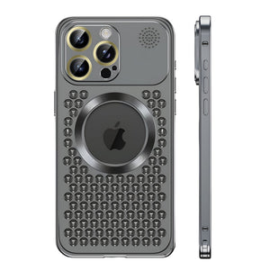 Husa MagSafe Aromaterapia Compatibila cu iPhone 15 Pro, Flippy, Suport Magnetic, Antisoc, Antizgariere, Protectie Camera si Supraincalzire, din Aliaj de Aluminiu, Negru-0