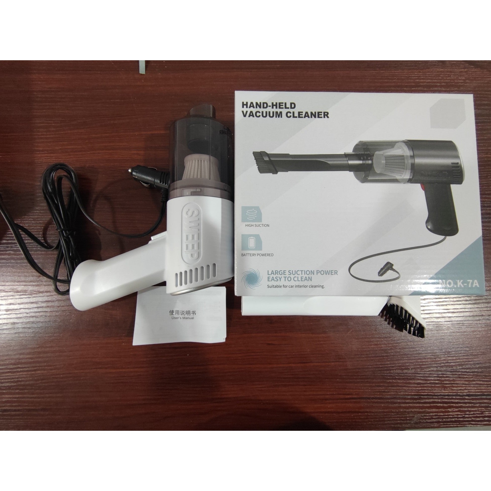 Aspirator Portabil Auto, Flippy, Tip Pistol K7A, Pentru Casa si Masina, Cablu Auto, 36 x 17 cm, Alb-5