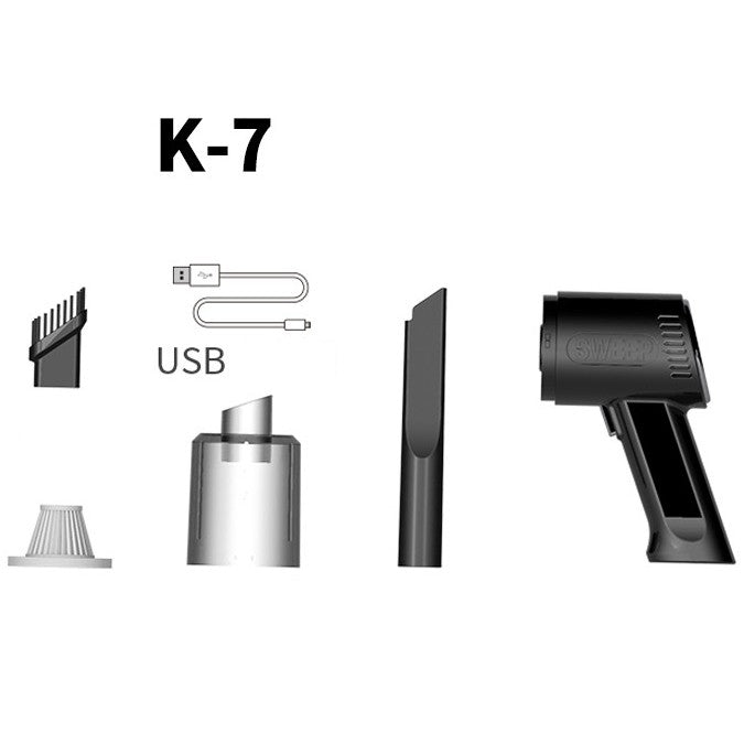 Aspirator Portabil Fara Fir, Flippy, Tip Pistol K7, Pentru Casa si Masina, Incarcare USB, Autonomie 30 Min, 36 x 17 cm, Negru-1
