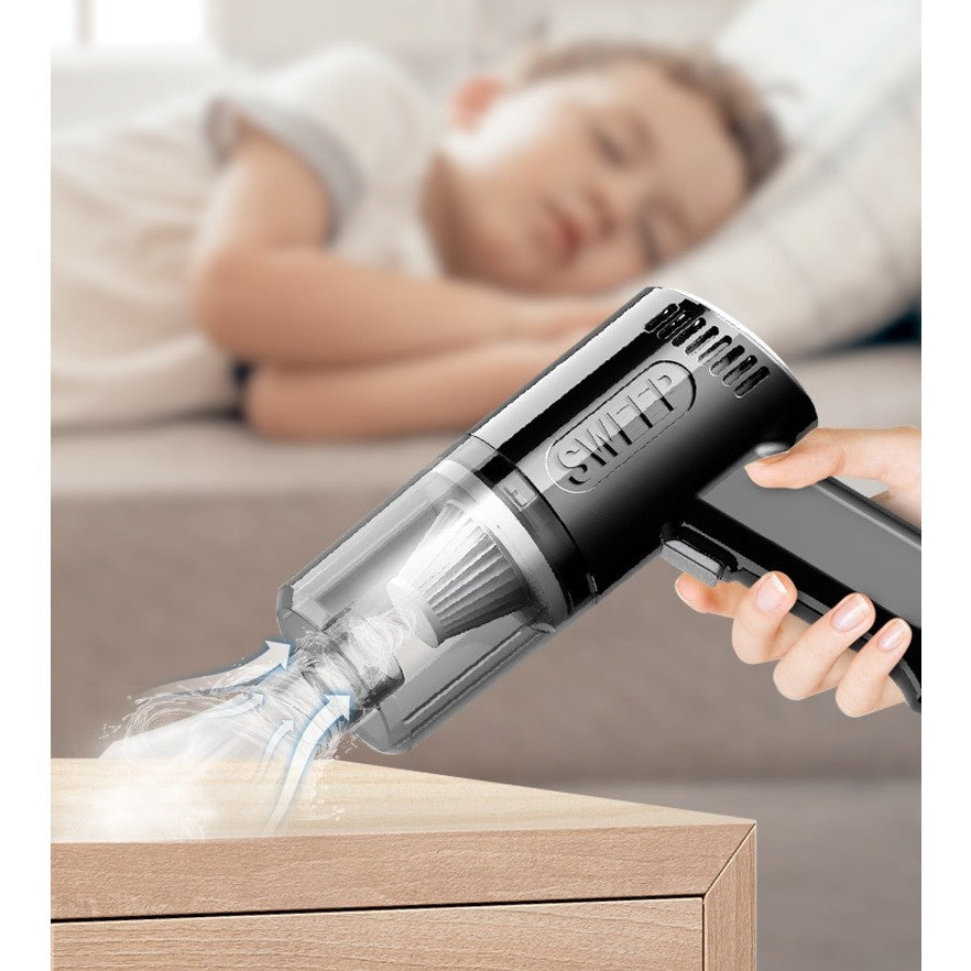 Aspirator Portabil Fara Fir, Flippy, Tip Pistol K7, Pentru Casa si Masina, Incarcare USB, Autonomie 30 Min, 36 x 17 cm, Negru-4